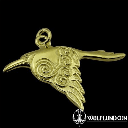 CORVUS CELTIC CROW PENDANT, 14K GOLD