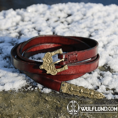 BORRE, LEATHER VIKING BELT, FIREBRICK