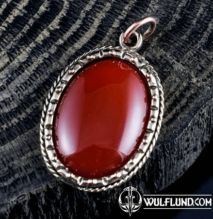 AGATE - RED, LARGE, BRONZE, PENDANT