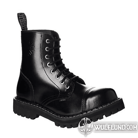 LEATHER BOOTS STEEL BLACK 8-EYELET-SHOES