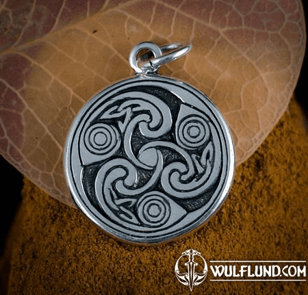 IRISH SPIRALS - TRISKELE, BOOK OF KELLS, SILVER PENDANT