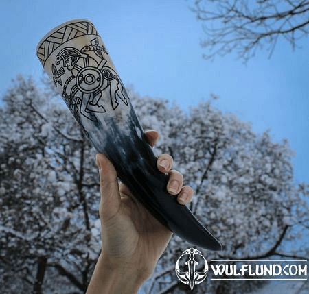 HUGINN AND MUNINN, VENDEL DRINKING HORN