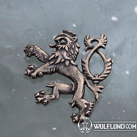 HERALDIC TWO-TAILED LION, PENDANT, BRASS PLATED