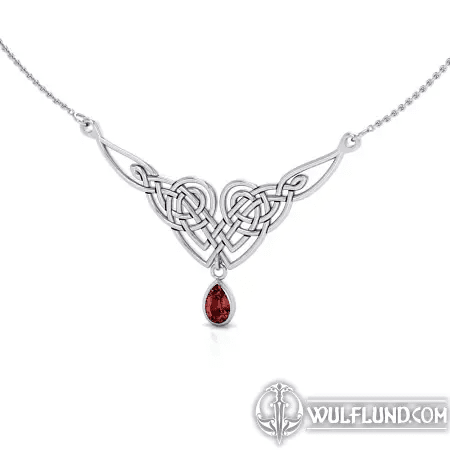 LADY AVALON, SILVER NECKLACE WITH GARNET