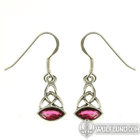 CELTIC TRIQUETRA - SILVER EARRINGS, ALMANDINE, AG925