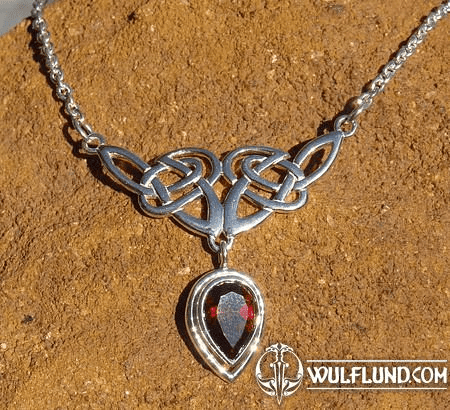 MY CELTIC HEART, SILVER NECKLACE WITH GARNET