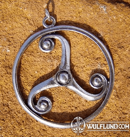 THREE ELEMENTS, TRISKELION, TRISKELE, PEWTER PENDANT