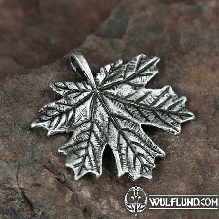 MAPLE LEAF, ZINC PENDANT, ANTIQUE SILVER