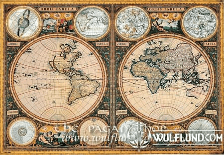 ORBIS TABULA, WORLD, POLES AND SPACE HISTORICAL MAP, REPLICA