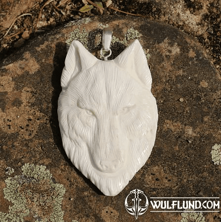 WOLF, CARVED BONE PENDANT