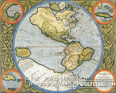 AMERICA, INDIA NOVA 1595, GERARDUS MERCATOR, HISTORICAL MAP, REPLICA