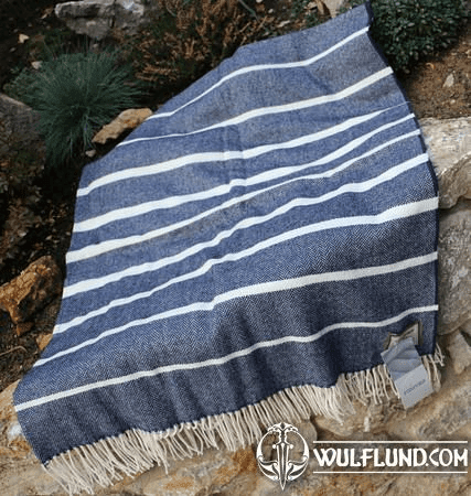 BLUE & WHITE STRIPE, BLANKET LAMBSWOOL, IRELAND