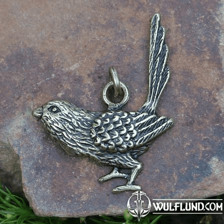 GREAT TIT BIRD, ZINC PENDANT, ANTIQUE BRASS