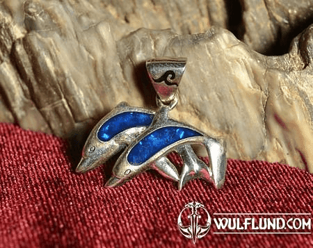 DOLPHINS, SILVER PENDANT AND PAUA SHELL, AG 925