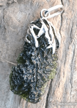 NIXIA, CZECH MOLDAVITE STERLING SILVER PENDANT