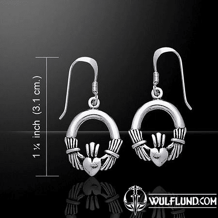 CLADDAGH BOUCLES D'OREILLES IRLANDAISES, COEUR, ARGENT