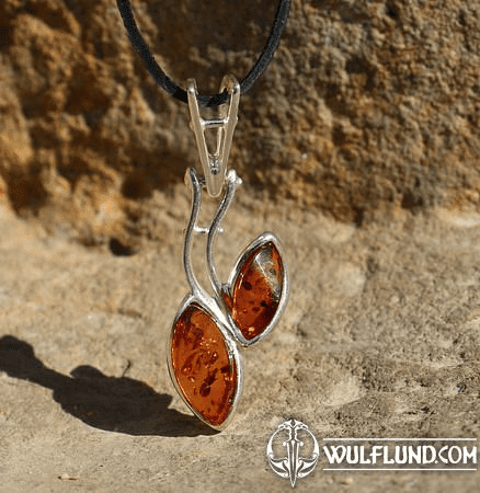 ARINA, AMBER PENDANT, STERLING SILVER