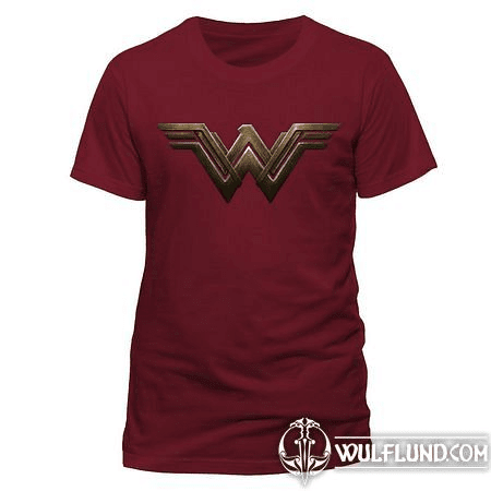 WONDER WOMAN MOVIE - LOGO, LADIE'S FITTED T-SHIRT, MAROON RED