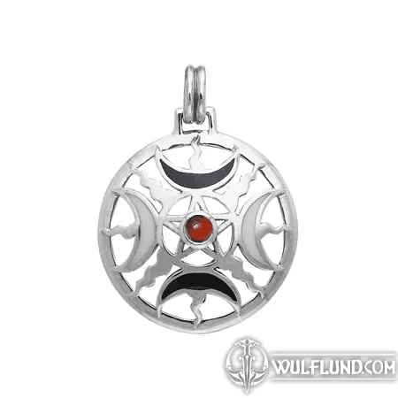 FIRE MOON PENTACLE, SILVER PENDANT, AG 925