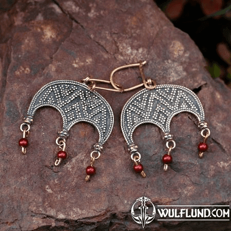 LUDMILA, EARRINGS, BRONZE, RED