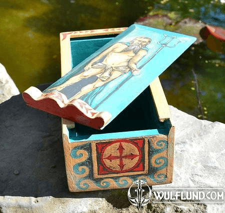 NEPTUNUS, ANCIENT ROME WOODEN BOX, REPLICA