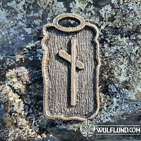 NAUTHIZ RUNE PENDANT ZINC ANT. BRASS