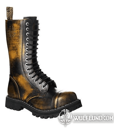 LEATHER BOOTS STEEL YELLOW 15-EYELET-SHOES