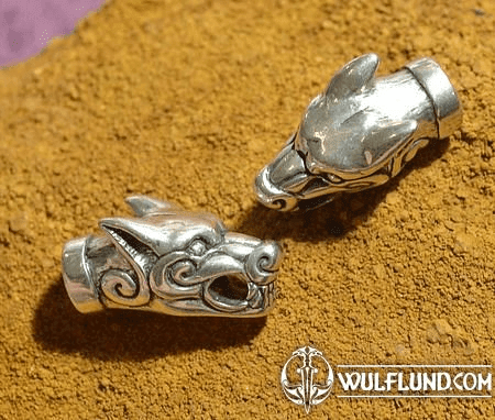 FENRIR, VIKING WOLF HEAD, ICELAND, TERMINAL FOR NECKLACES OR BRACELETS, SILVER 925 - 1 PIECE
