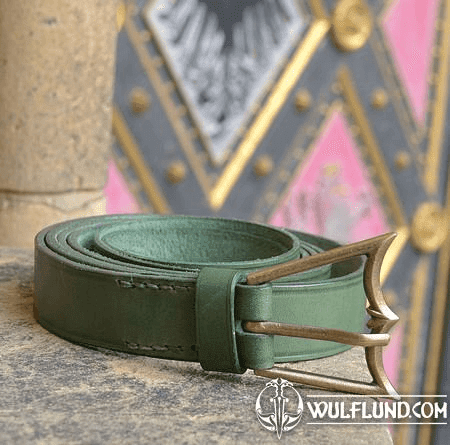 MEDIEVAL BELT, GREEN LEATHER