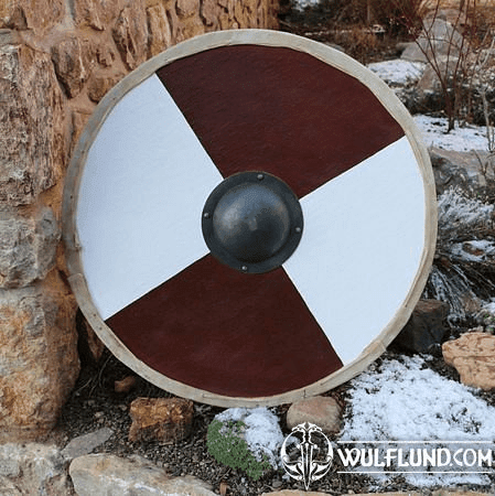 VIKING SHIELD FOR RE-ENACTMENT, RED AND WHITE