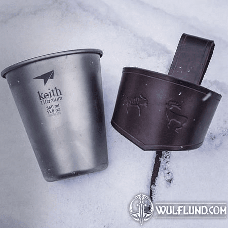 PORTE-TASSE EN CUIR LAPONIA ET TASSE DE BIÈRE EN TITANIUM KEITH, SYSTÈME PERUNIKA