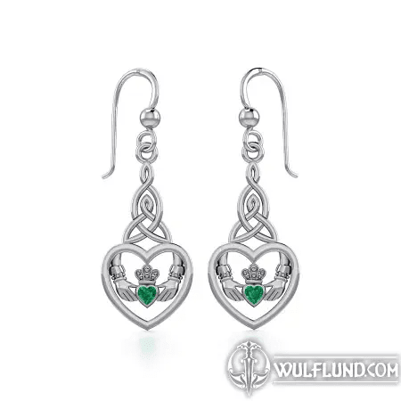 HEART CLADDAGH WITH CELTIC TRINITY KNOT SILVER EARRINGS