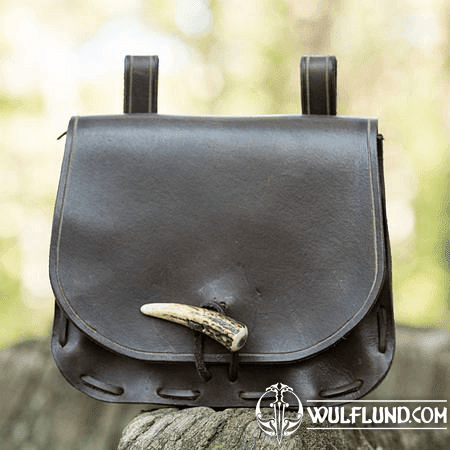 LEATHER HISTORICAL BELT BAG, ANTLER, BROWN