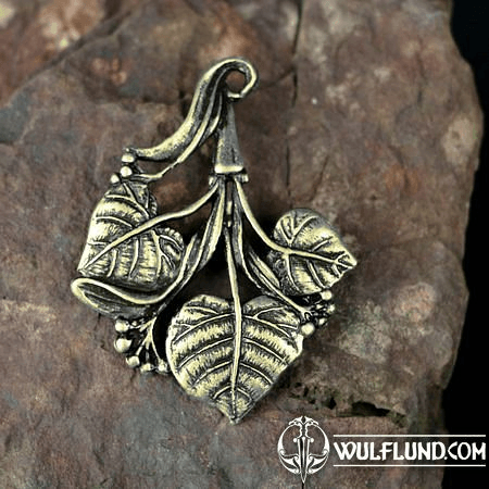 LIME LEAVES, SLAVIC TREE, PENDANT, ZINC, ANTIQUE BRASS