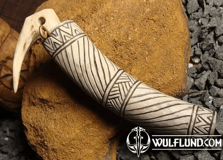 VIKING OR SLAVIC NEEDLE CASE BONE CARVING