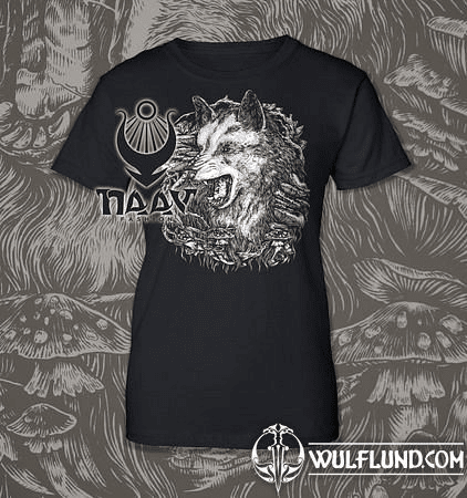 WOLF, WOMEN'S T-SHIRT BLACK, DRUID COLLECTION