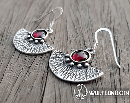 AZTEC, SILVER EARRINGS AG 925, GARNET