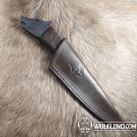 LEATHER SHEATH WITH EMBOSSED WOLF