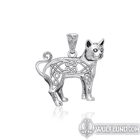 KNOTTED CAT PENDANT, SILVER JEWEL, AG 925