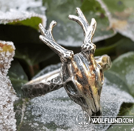 CERF - CRÂNE, BAGUE ARGENT