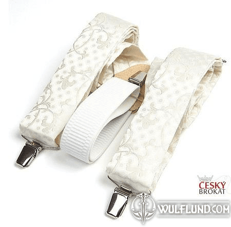 MEN'S SUSPENDERS, SILK, WHITE