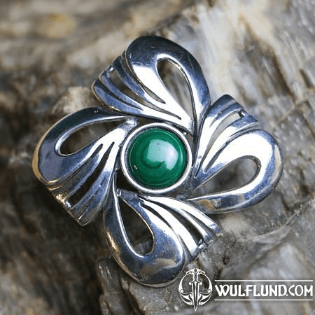 SELKIE, ART NOUVEAU COLLIER EN ARGENT, AG 925 MALACHITE