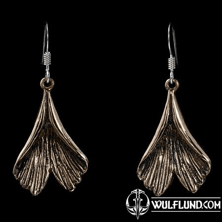 GINKGO, EARRINGS, BRONZE