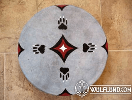 SHAMAN INDIAN DRUM, WOLF TRACK AND THE STARS