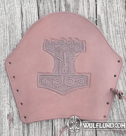 LEATHER BRACER WITH THOR'S HAMMER, BROWN