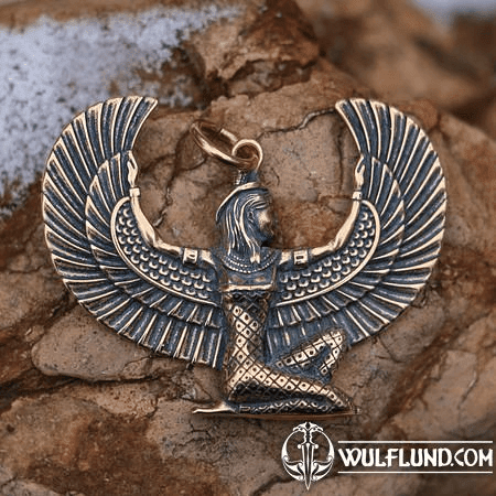 WINGED ISIS, EGYPTIAN GODDESS, BRONZE PENDANT