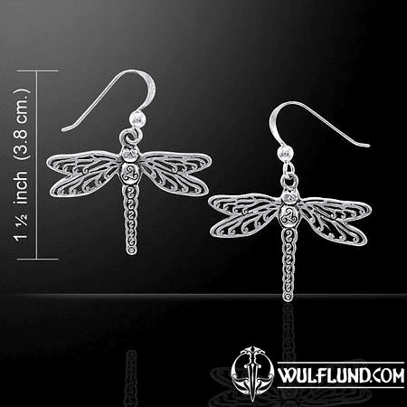 MEGANEURA, DRAGONFLY, STERLING SILVER EARRINGS