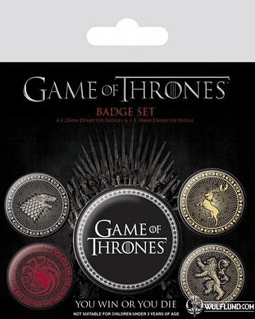 GAME OF THRONES PIN BADGES 5-PACK GREAT HOUSES