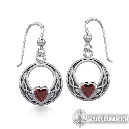 CELTIC KNOT SILVER EARRINGS WITH GARNET