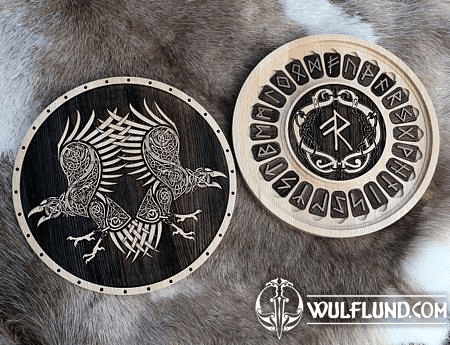 HUGINN AND MUNINN - WOODEN RUNES FUTHARK SET